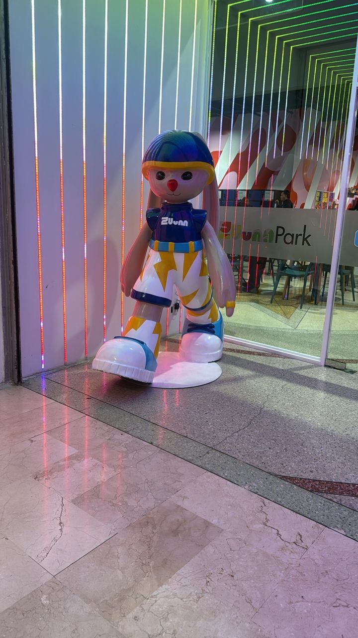 wide shot of foam pit area in trampoline park